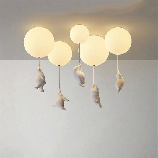 Kids Teddy Bears Holding Balloons Ceiling Light | Kids Room Decor Lights-GraffitiWallArt