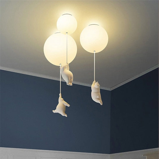 Kids Teddy Bears Holding Balloons Ceiling Light | Kids Room Decor Lights-GraffitiWallArt