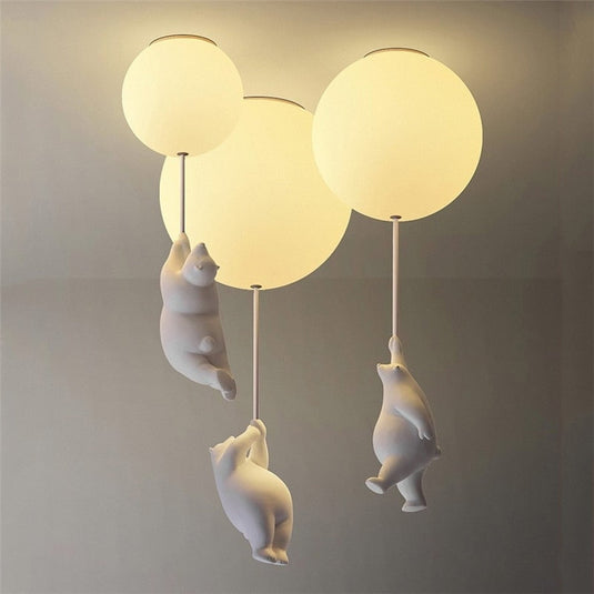 Kids Teddy Bears Holding Balloons Ceiling Light | Kids Room Decor Lights-GraffitiWallArt