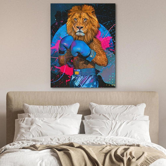 King Lion Boxer Canvas Wall Art-GraffitiWallArt