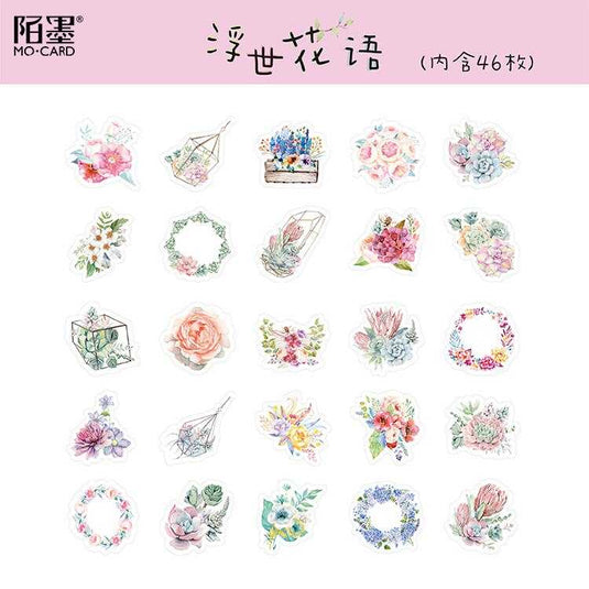 Korean Japanese Flower Sticker Diary - Cute Stationery-GraffitiWallArt