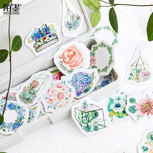 Korean Japanese Flower Sticker Diary - Cute Stationery-GraffitiWallArt