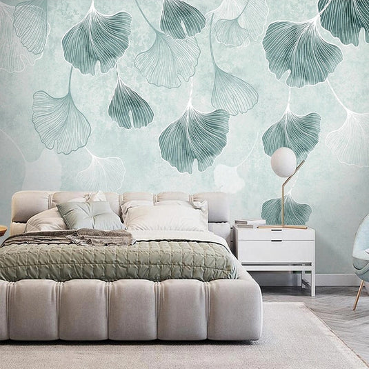 Large Green Leaf Wallpaper for Home Wall Decor-GraffitiWallArt