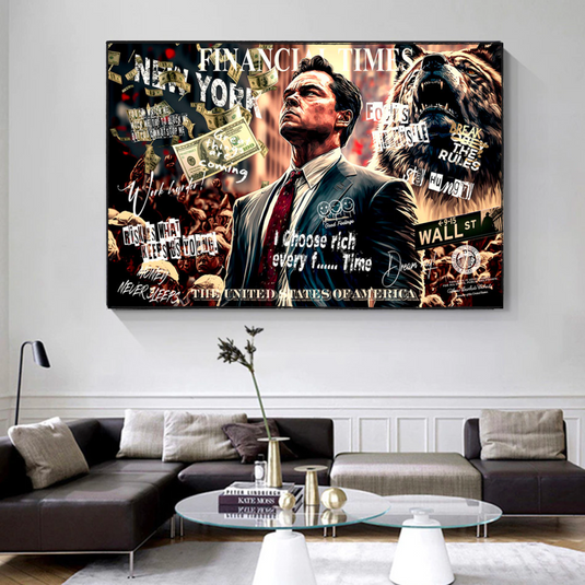 Leonardo DiCaprio - Wolf of Wall Street Canvas Wall Art-GraffitiWallArt