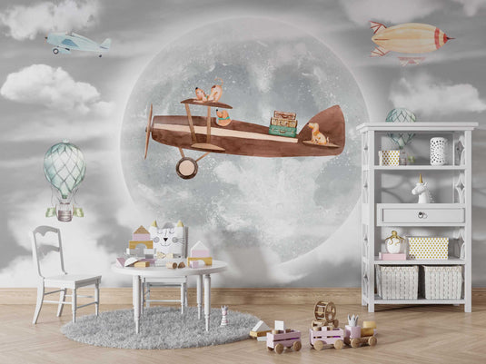 Let's Fly Together - Kids Room Wallpaper Mural-GraffitiWallArt