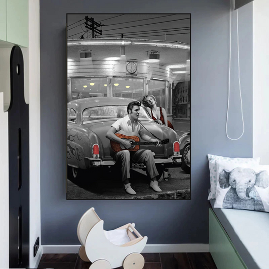 Let's Ride Together: Elvis and Marilyn Canvas Wall Art-GraffitiWallArt