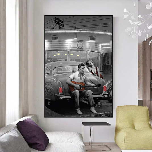 Let's Ride Together: Elvis and Marilyn Canvas Wall Art-GraffitiWallArt