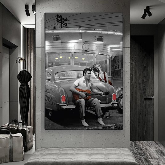 Let's Ride Together: Elvis and Marilyn Canvas Wall Art-GraffitiWallArt