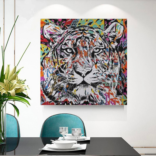 Lion Tiger Graffiti Canvas Wall Art-GraffitiWallArt