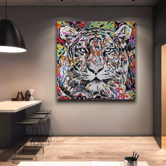 Lion Tiger Graffiti Canvas Wall Art-GraffitiWallArt