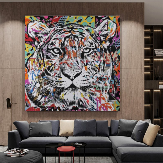 Lion Tiger Graffiti Canvas Wall Art-GraffitiWallArt