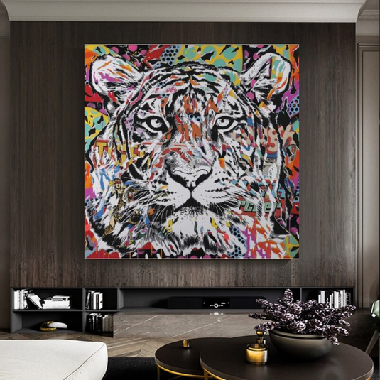 Lion Tiger Graffiti Canvas Wall Art-GraffitiWallArt