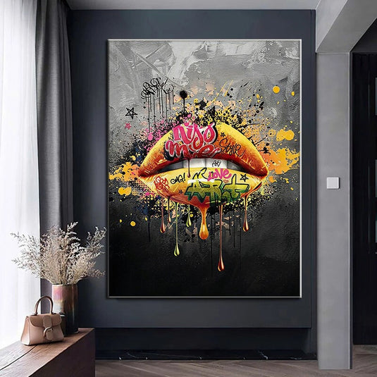 Lips Canvas Wall Art-GraffitiWallArt