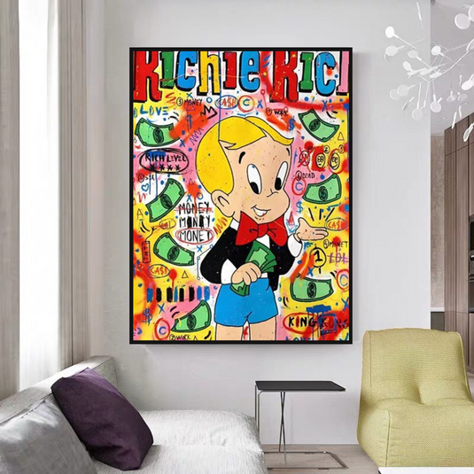 Little Monopoly Money Rain Canvas Painting Street Graffiti Art Pop Rich Money Poster Print Wall Art Picture For Living Room-GraffitiWallArt