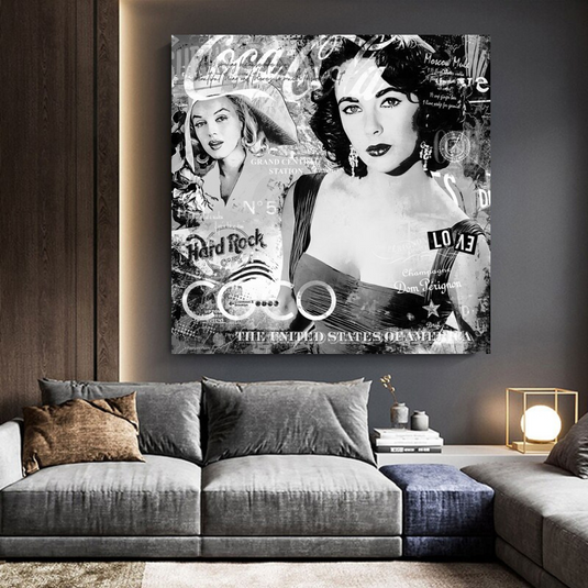 Liz Taylor and Marilyn Coco Milano Canvas Wall Art-GraffitiWallArt