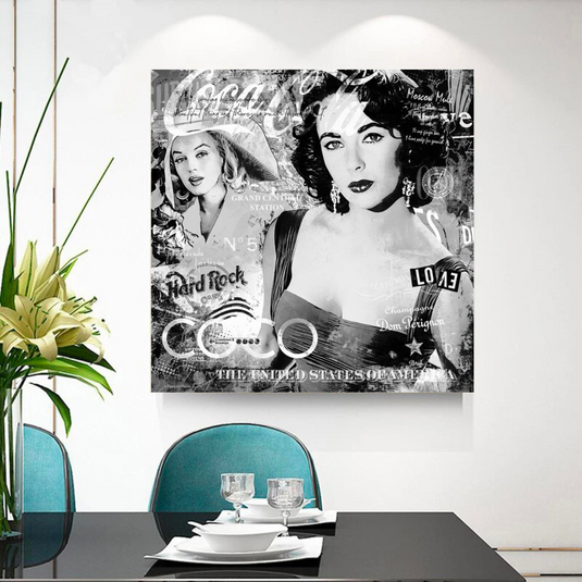 Liz Taylor and Marilyn Coco Milano Canvas Wall Art-GraffitiWallArt