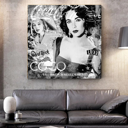 Liz Taylor and Marilyn Coco Milano Canvas Wall Art-GraffitiWallArt