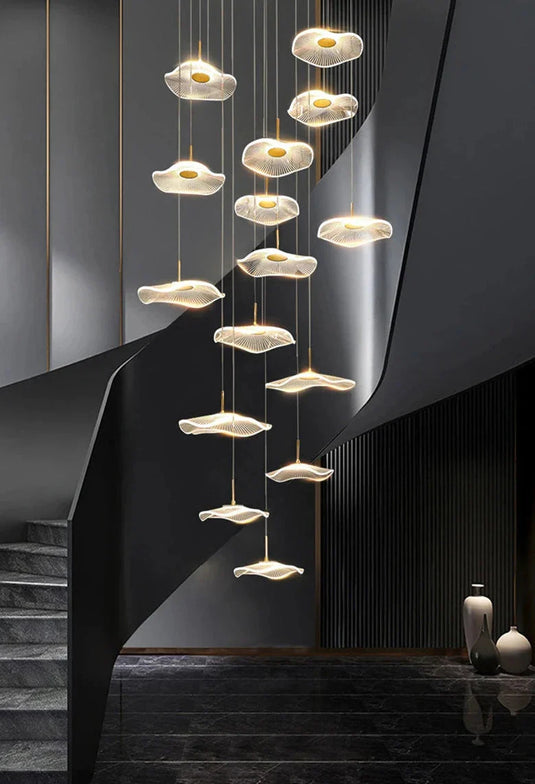 Lotus Leaf Chandelier: Elegant Lighting for Your Space-GraffitiWallArt