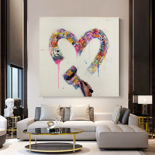 Love Heart Graffiti Canvas Wall Art-GraffitiWallArt