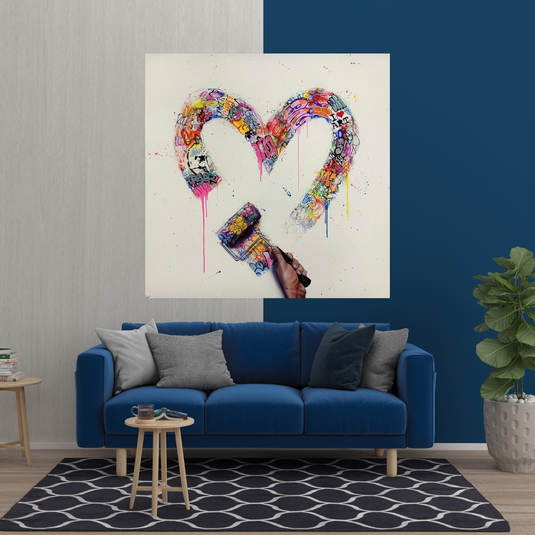 Love Heart Graffiti Canvas Wall Art-GraffitiWallArt