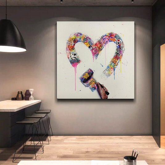 Love Heart Graffiti Canvas Wall Art-GraffitiWallArt