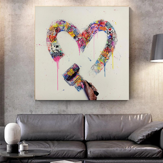 Love Heart Graffiti Canvas Wall Art-GraffitiWallArt