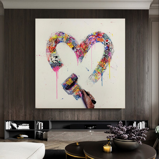 Love Heart Graffiti Canvas Wall Art-GraffitiWallArt