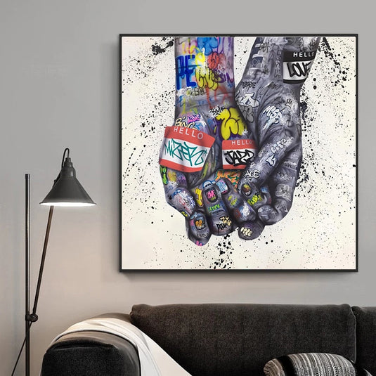 Lover Hands Canvas Wall Art-GraffitiWallArt