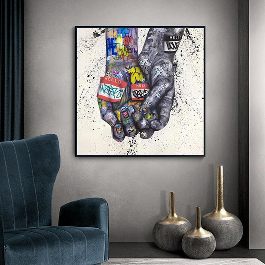 Lover Hands Canvas Wall Art-GraffitiWallArt