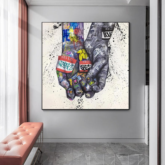 Lover Hands Canvas Wall Art-GraffitiWallArt