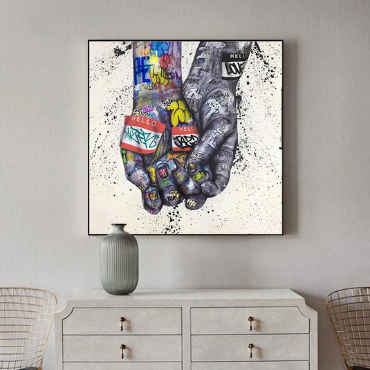 Lover Hands Canvas Wall Art-GraffitiWallArt