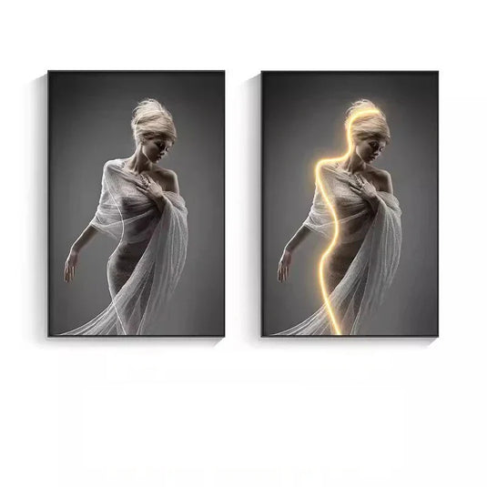 Luminous LED Girl Abstract Art Wall Lamp-GraffitiWallArt