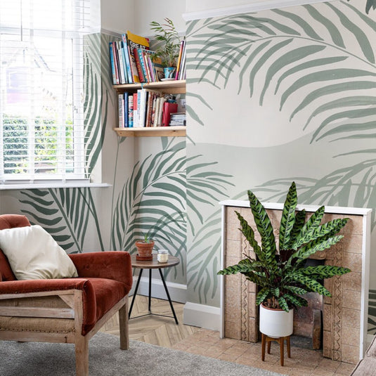 Lush Green Tropical Vibe Mural Wallpaper-GraffitiWallArt