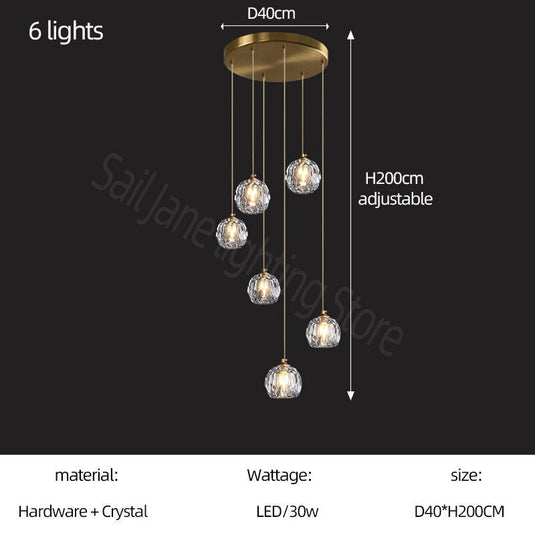 Luxury Crystal Stair Chandelier - Football Shape-GraffitiWallArt