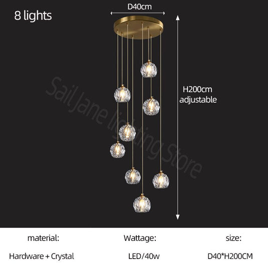 Luxury Crystal Stair Chandelier - Football Shape-GraffitiWallArt