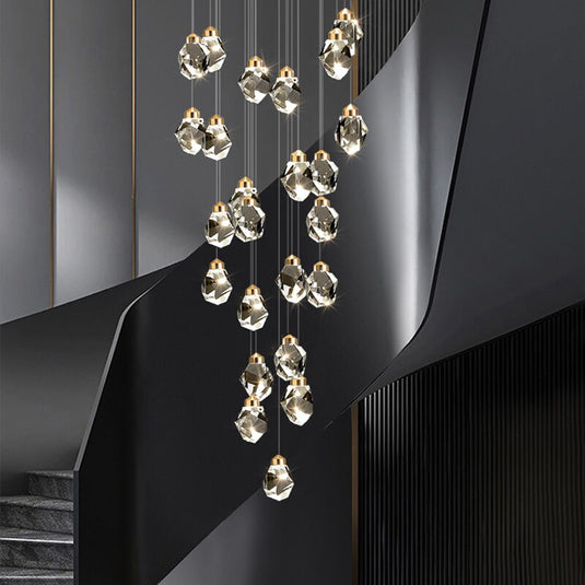 Luxury Crystal Staircase Chandelier with LED Lights-GraffitiWallArt