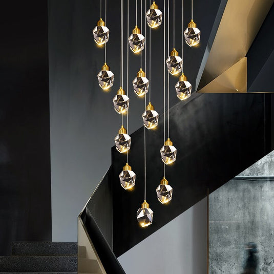 Luxury Crystal Staircase Chandelier with LED Lights-GraffitiWallArt