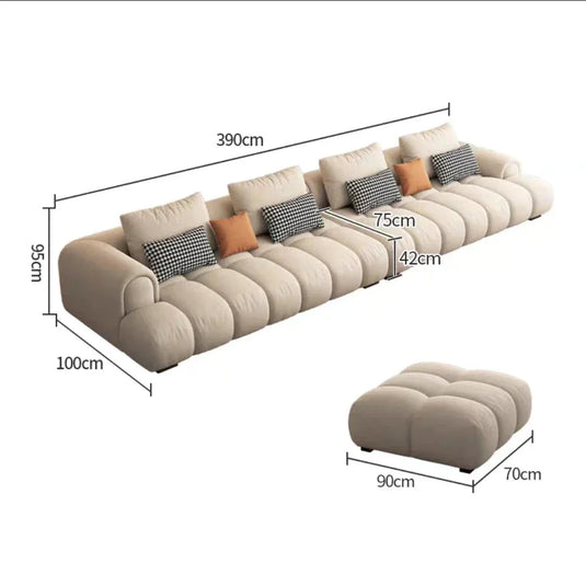 Luxury Sectional Calf Leather Sofa Cama Chaise Sofa Set-GraffitiWallArt