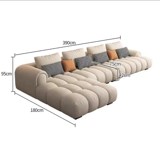 Luxury Sectional Calf Leather Sofa Cama Chaise Sofa Set-GraffitiWallArt