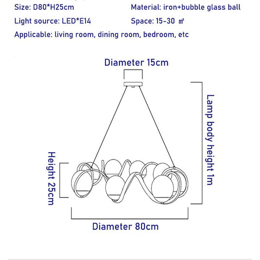 Magic Bean Molecular LED Chandelier with Glass Bubbles-GraffitiWallArt
