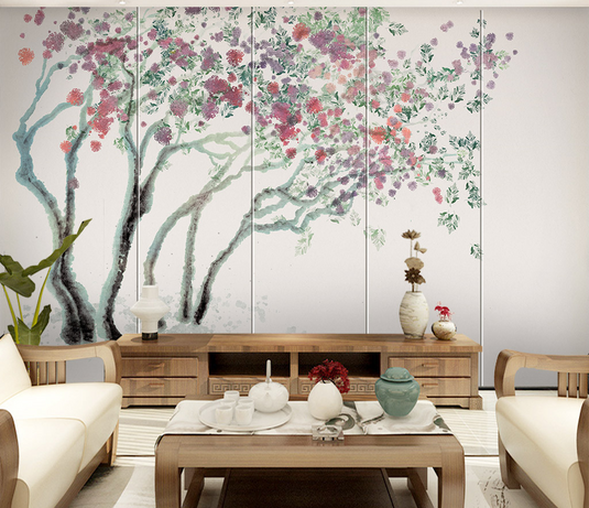 Magnolia Traditional Design: Tree Art Wallpaper Mural-GraffitiWallArt