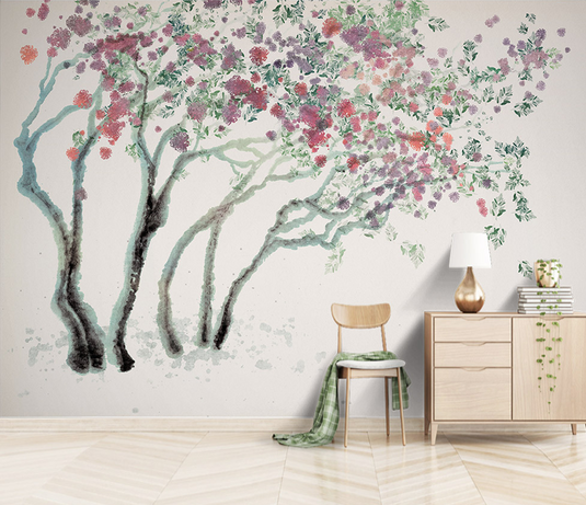 Magnolia Traditional Design: Tree Art Wallpaper Mural-GraffitiWallArt