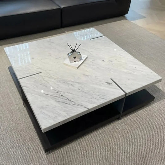 Natural Marble & Wood Coffee Table - GraffitiWallArt