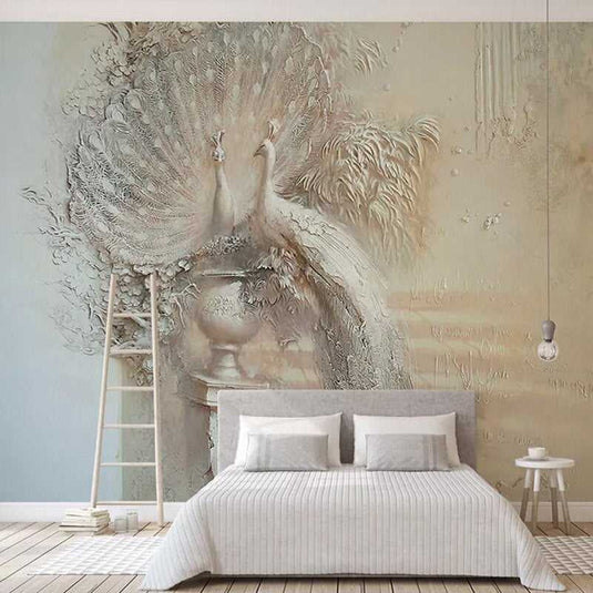 Majestic Peacock 3D Relief Wallpaper-GraffitiWallArt