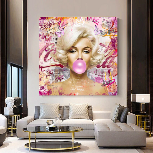 Marilyn Bubble Gum Canvas Wall Art: Exquisite D√©cor-GraffitiWallArt