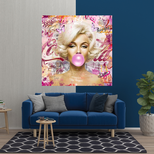 Marilyn Bubble Gum Canvas Wall Art: Exquisite D√©cor-GraffitiWallArt