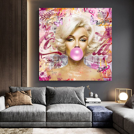 Marilyn Bubble Gum Canvas Wall Art: Exquisite D√©cor-GraffitiWallArt