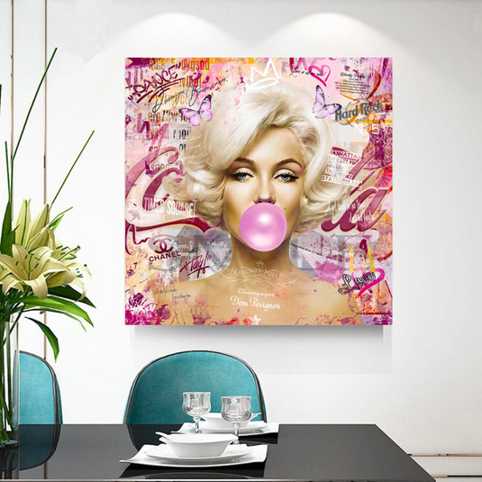 Marilyn Bubble Gum Canvas Wall Art: Exquisite D√©cor-GraffitiWallArt