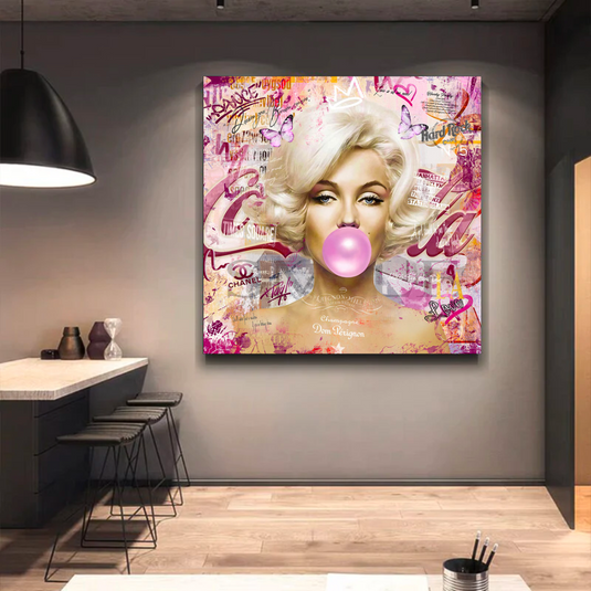 Marilyn Bubble Gum Canvas Wall Art: Exquisite D√©cor-GraffitiWallArt