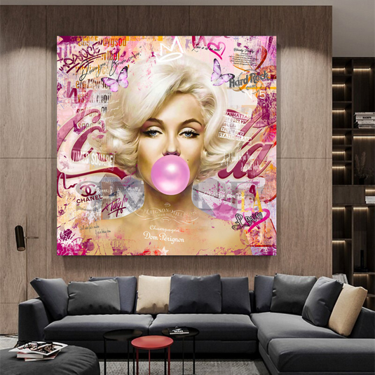 Marilyn Bubble Gum Canvas Wall Art: Exquisite D√©cor-GraffitiWallArt